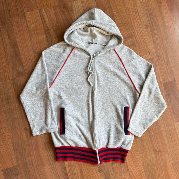 Vintage VTG 80’s Short Sleeve Zip Up Hoodie Sweatshirt - Picture 1 of 8